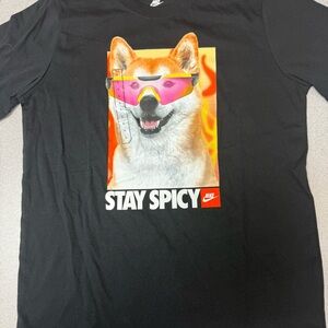 Nike “Stay Spicy” Black Graphic Tee with Pink Goggles & Orange Flames